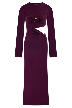 Azariah Long Sleeve Knit Midi Dress - Plum