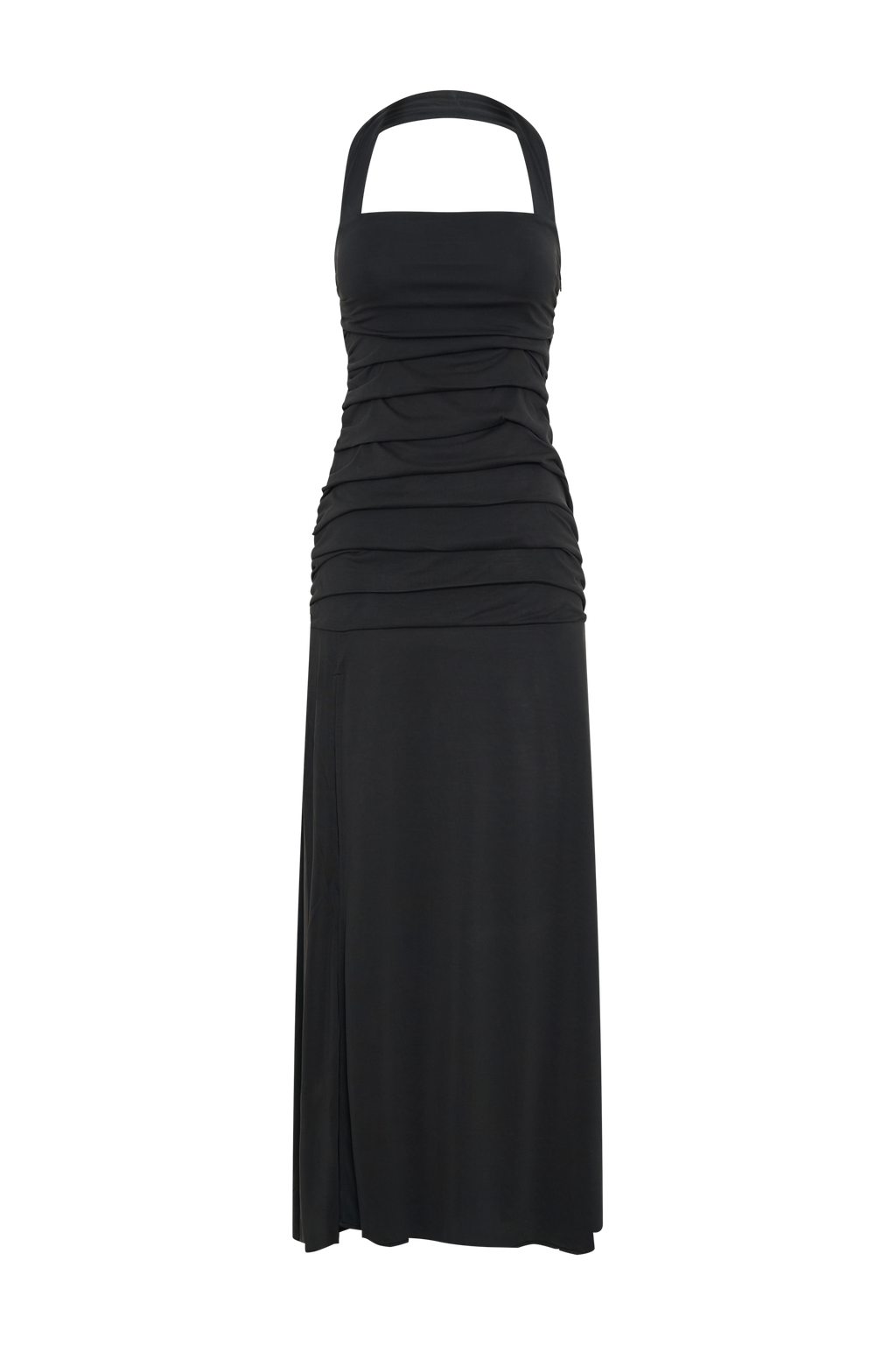 Bentley Peached Jersey Halter Maxi Dress - Black