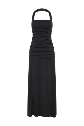 Bentley Peached Jersey Halter Maxi Dress - Black