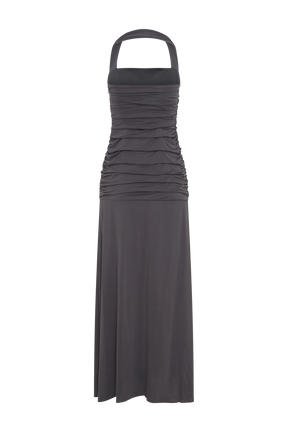 Bentley Peached Jersey Halter Maxi Dress - Charcoal