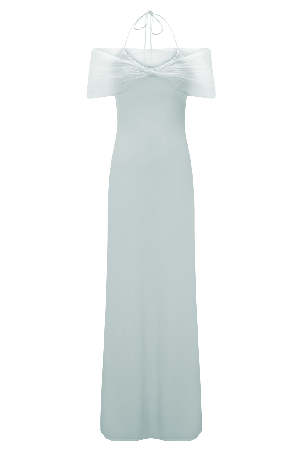 Bernadina Mesh And Slinky Halter Maxi Dress - Pale Blue