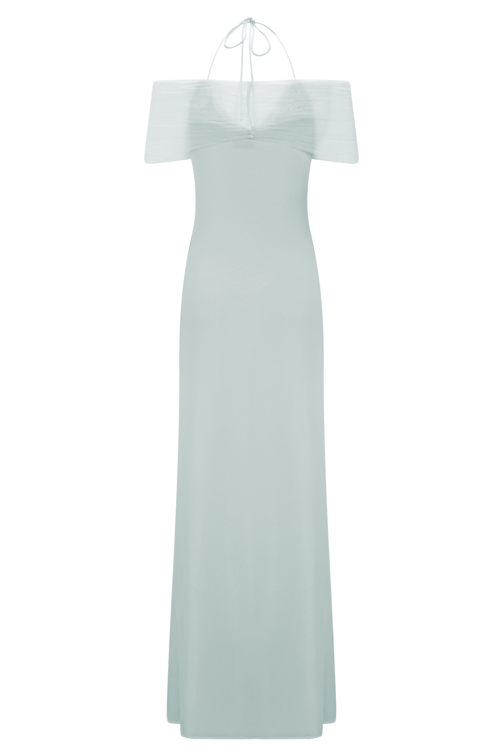 Bernadina Mesh And Slinky Halter Maxi Dress - Pale Blue