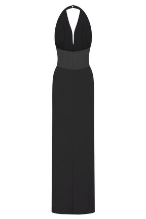 Bonnie Slinky And Lace Maxi Dress - Black