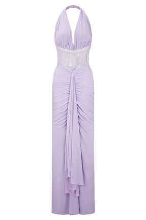 Bonnie Slinky And Lace Maxi Dress - Lilac
