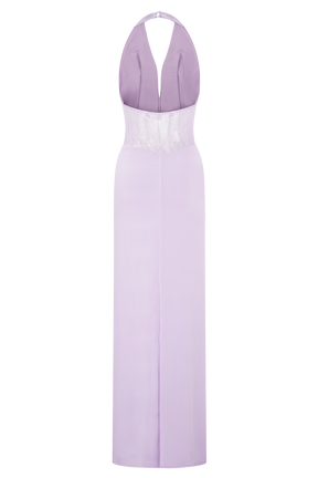 Bonnie Slinky And Lace Maxi Dress - Lilac