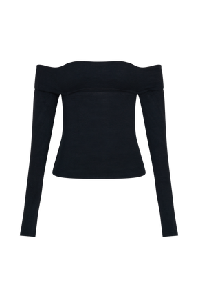Briah Cut Out Modal Long Sleeve Top - Black