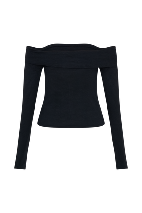 Briah Cut Out Modal Long Sleeve Top - Black