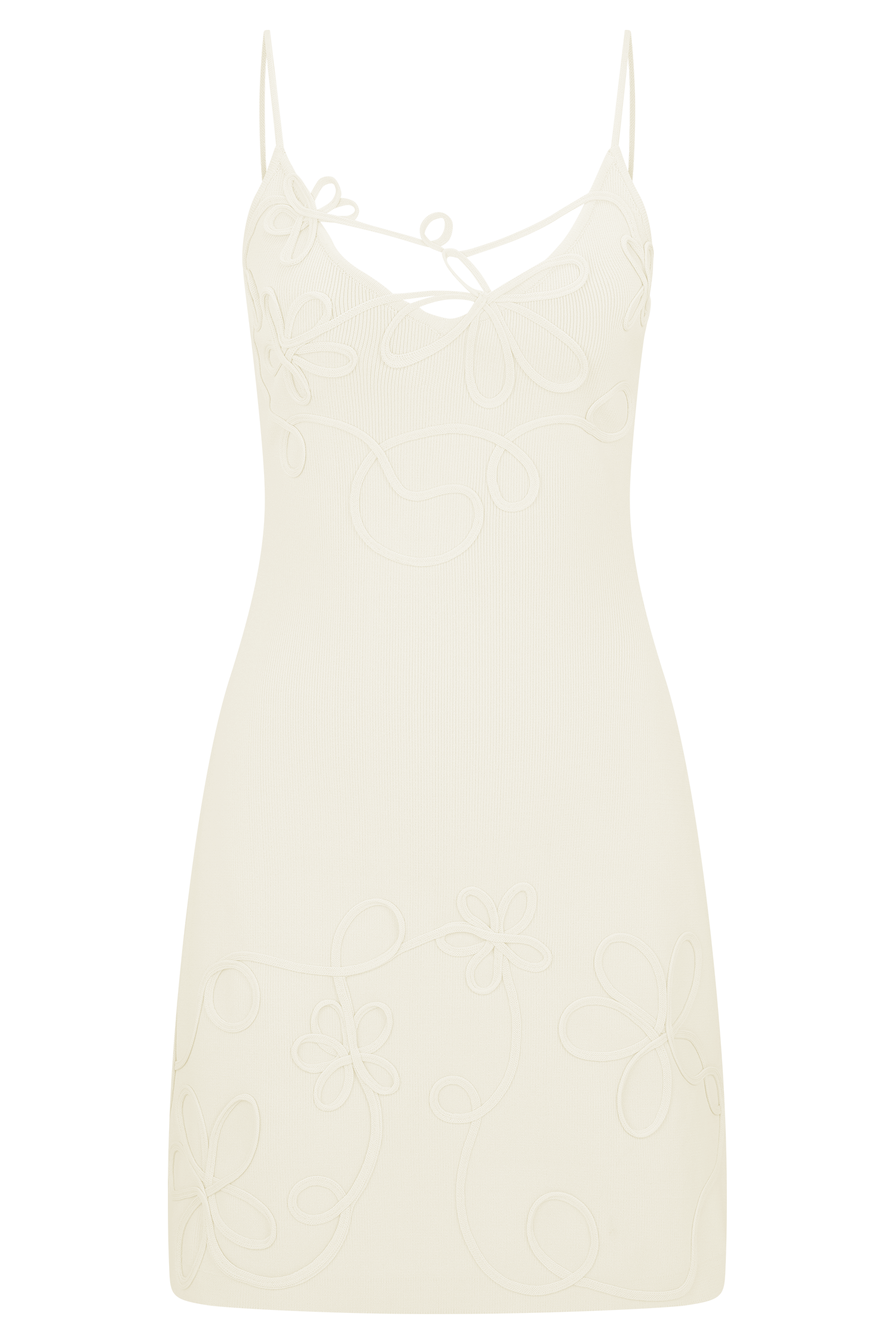 Brullo Embroidery Knit Mini Dress - Ivory