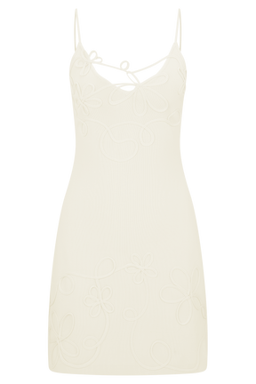 Brullo Embroidery Knit Mini Dress - Ivory