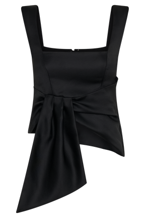 Bryony Satin Structured Sleeveless Top - Black