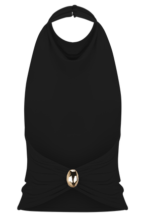 Calandra Slinky Halter Top With Hardware - Black