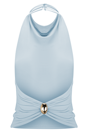 Calandra Slinky Halter Top With Hardware - Pale Blue