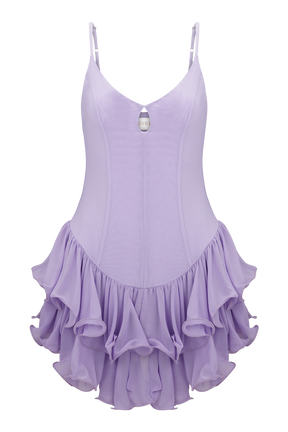 Calantha Ruffle Mesh Mini Dress - Lilac