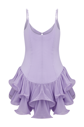 Calantha Ruffle Mesh Mini Dress - Lilac