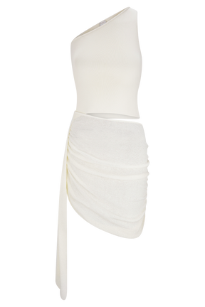 Cali Drape Skirt Knit Mini Dress - Ivory