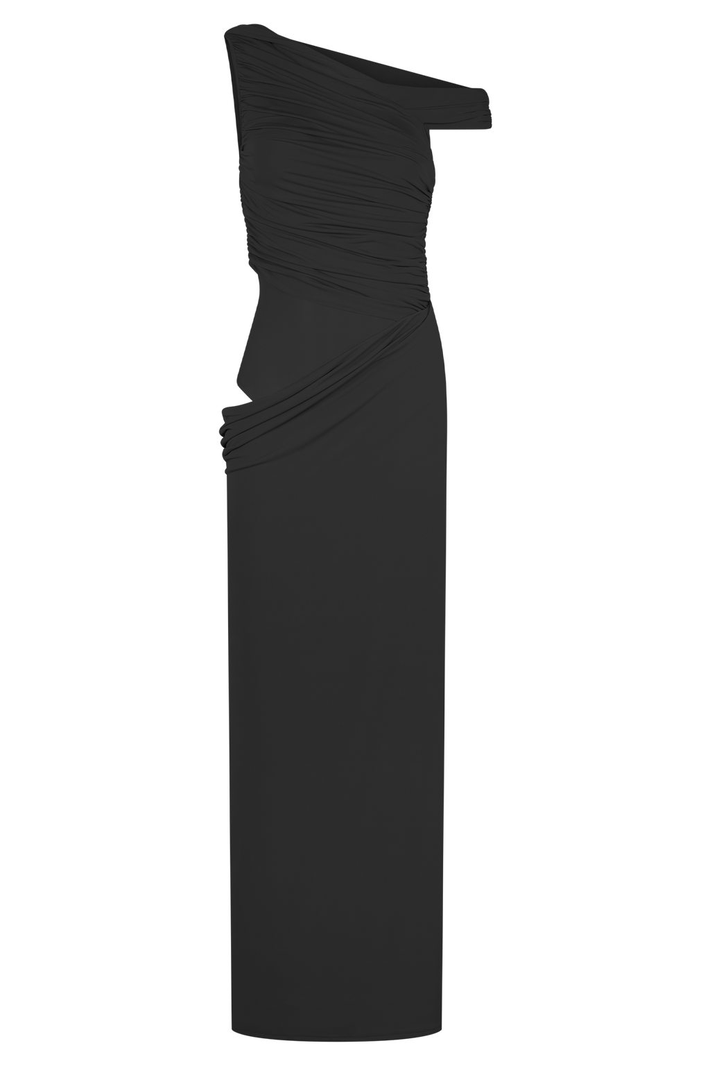 Callen One Shoulder Slinky Maxi Dress - Black