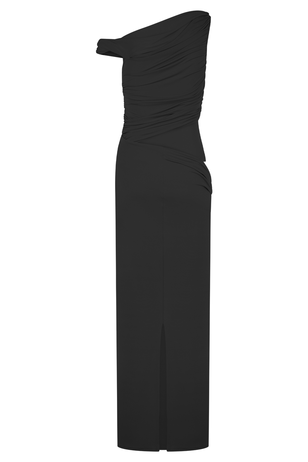 Callen One Shoulder Slinky Maxi Dress - Black
