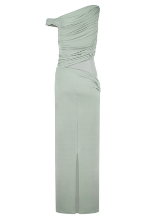 Callen One Shoulder Slinky Maxi Dress - Sage