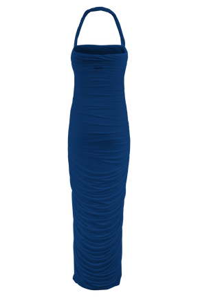 Camila Ruched Halter Midi Dress - Cobalt