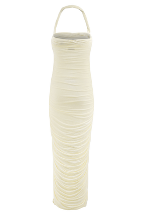 Camila Ruched Halter Midi Dress - Ivory