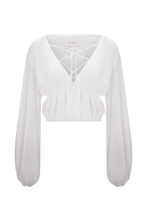 Carlie Chiffon Cross Tie Top - Ivory