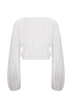 Carlie Chiffon Cross Tie Top - Ivory