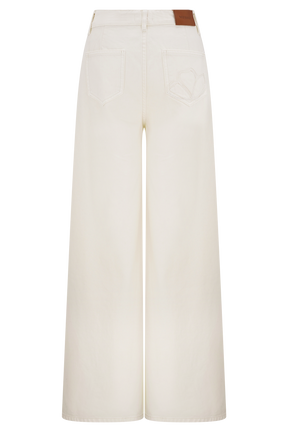 Carmella Embroided Straight Leg Jeans - Ecru