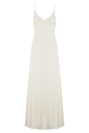 Catherine Crochet Pearl Maxi Dress - White