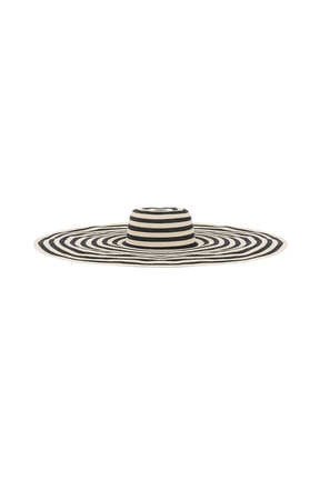 Cecil Straw Maxi Hat - Black And Neutral Stripe
