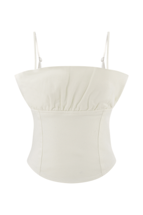 Cecilia Denim Frill Corset - White