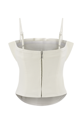 Cecilia Denim Frill Corset - White