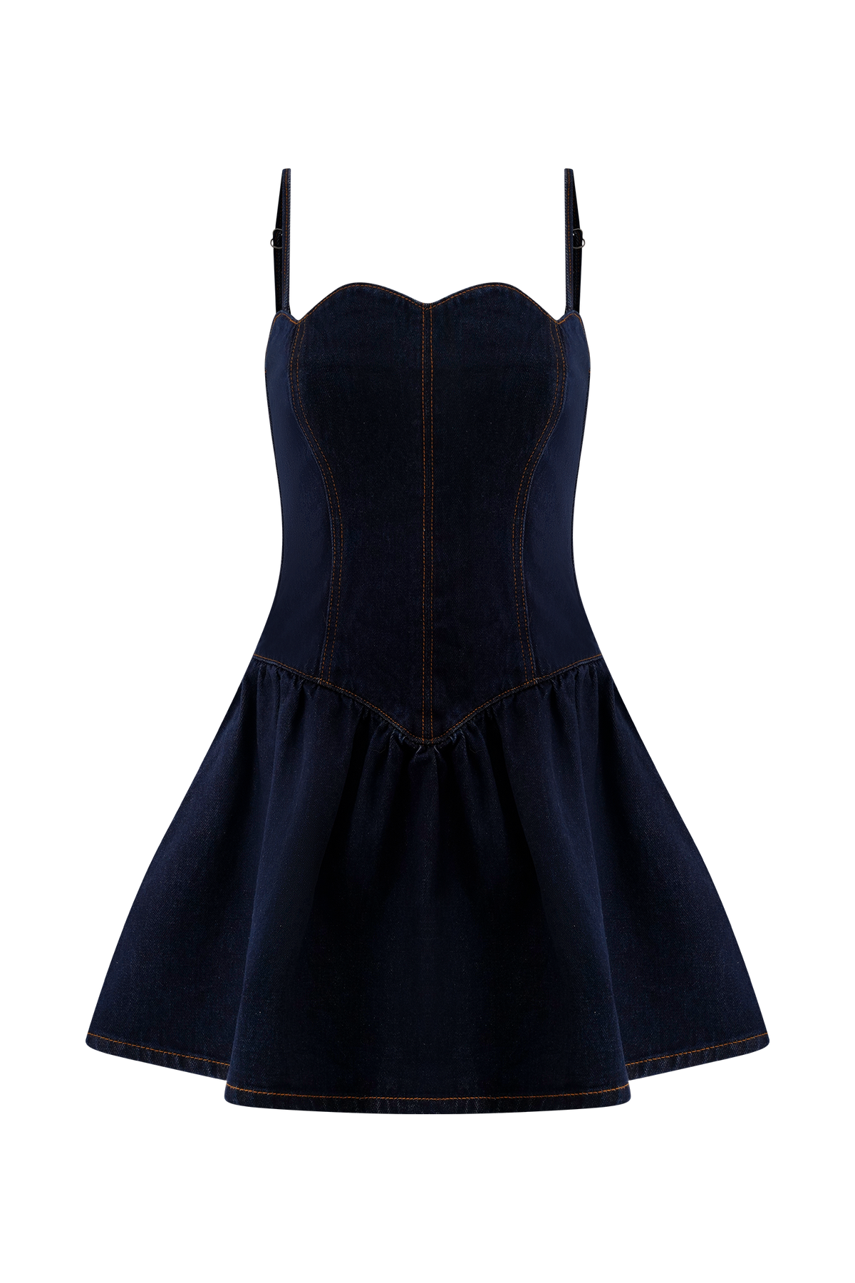 Cheyenne Scallop Denim Mini Dress - Indigo Blue