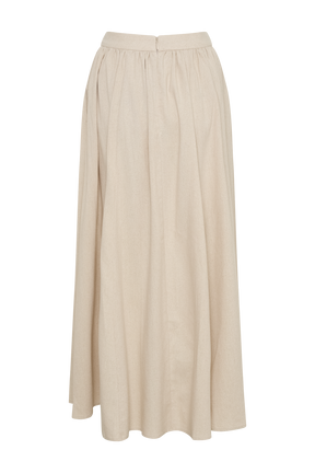 Clarence Linen A-Line Maxi Skirt - Natural