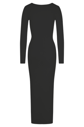 Culver Draped Twist Knit Midi Dress - Black