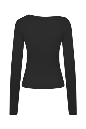 Culver Draped Twist Knit Top - Black