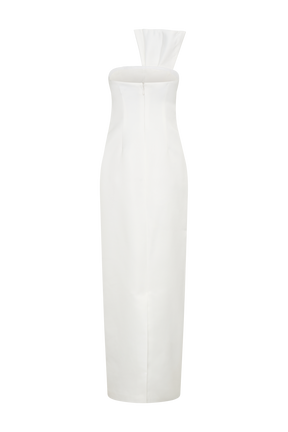 Cyrill Strapless Satin Structured Maxi Dress - White