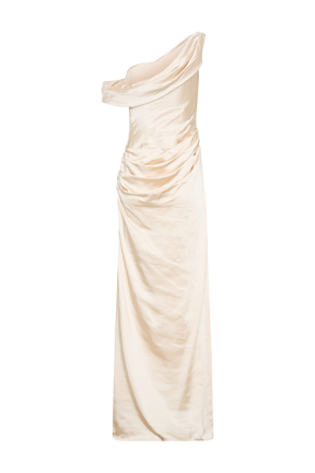 Dalia Off Shoulder Satin Maxi Dress - Blush Gold