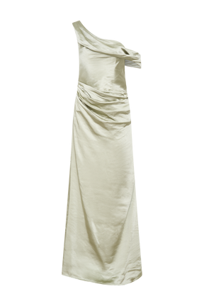 Dalia Off Shoulder Satin Maxi Dress - Sage