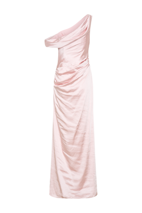 Dalia Off Shoulder Satin Maxi Dress - Soft Pink
