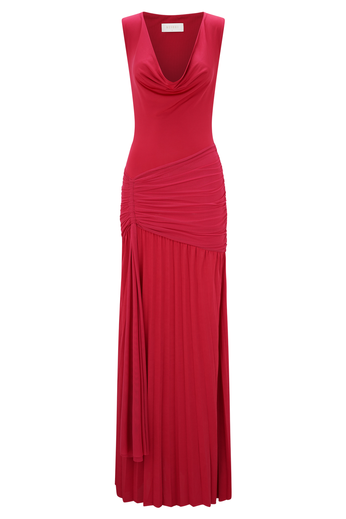 Dania Cowl Neck Slinky Maxi Dress - Fuchsia Pink