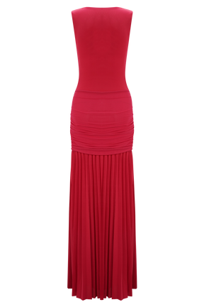 Dania Cowl Neck Slinky Maxi Dress - Fuchsia Pink