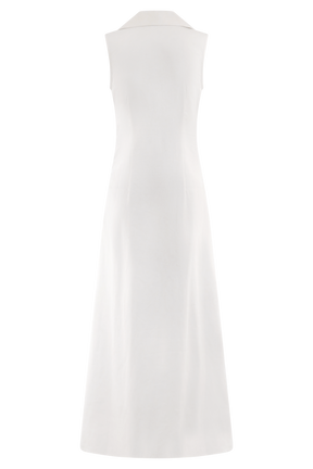 Dante Ruched Linen Midi Dress - White