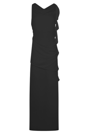 Daria Draped Chiffon Maxi Dress - Black