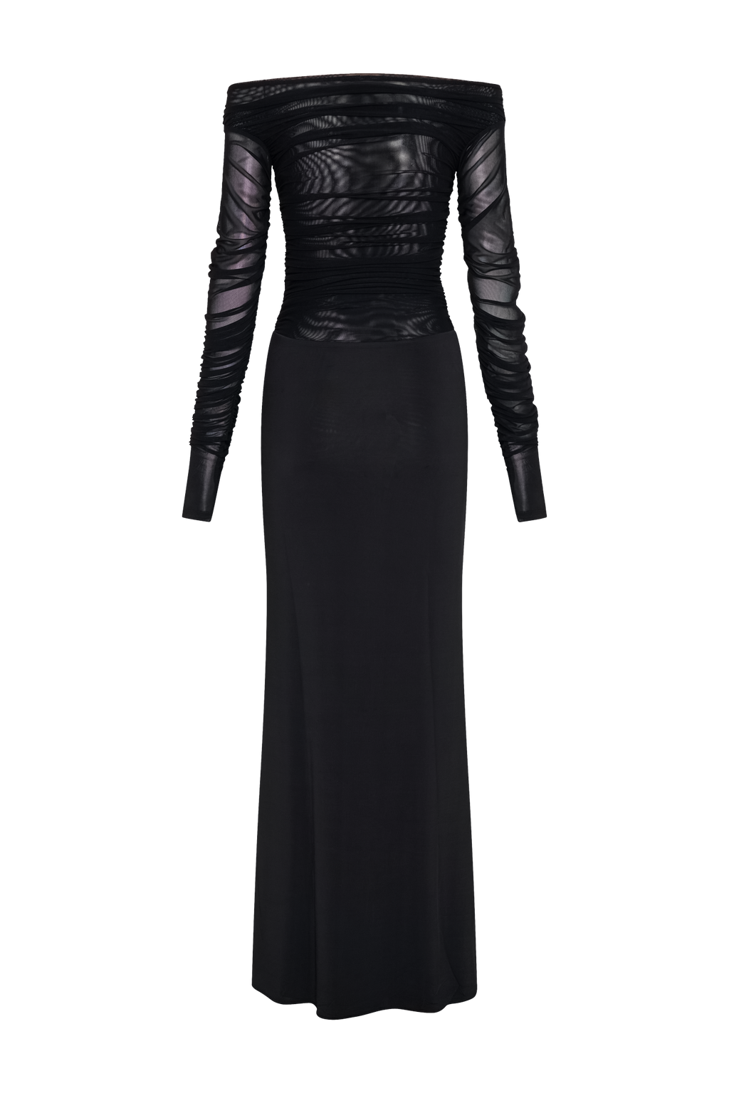 Darla Mesh And Slinky Off Shoulder Maxi Dress - Black