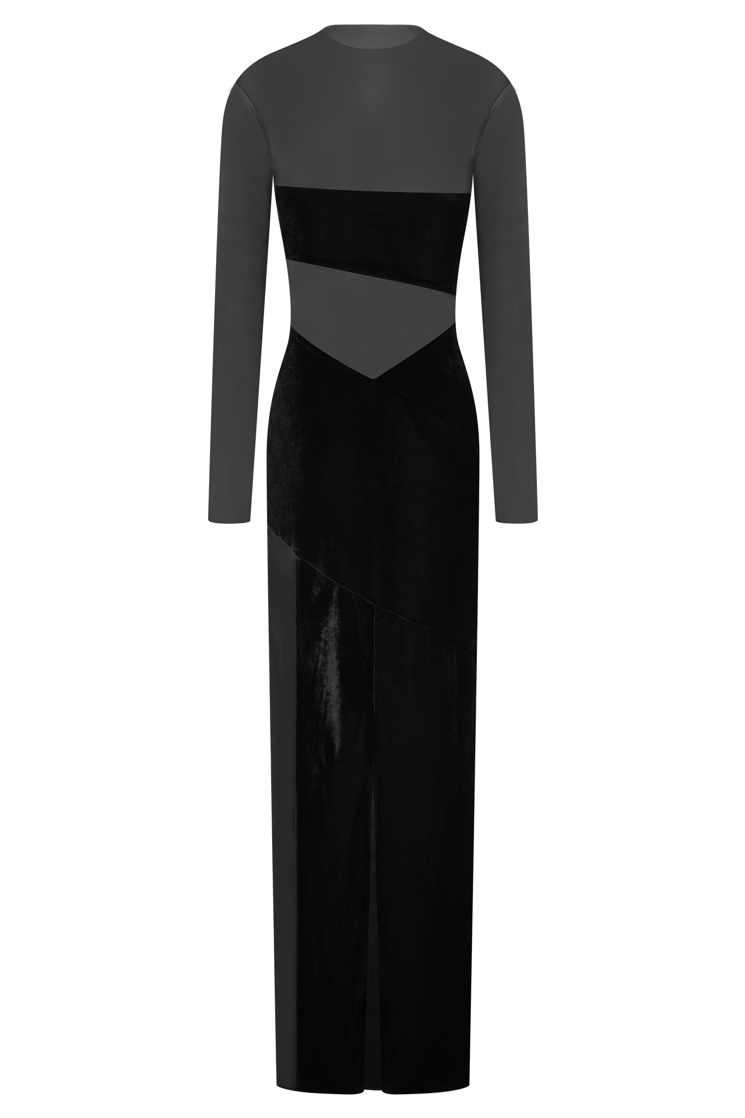 Davina Velvet And Mesh Maxi Dress - Black