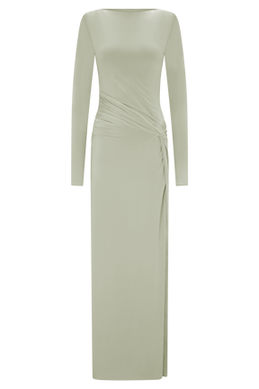 Deanna Long Sleeve Gathered Maxi Dress - Sage