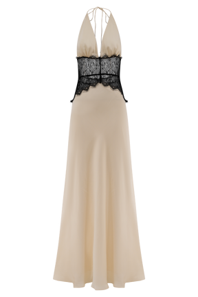 Dinah Lace And Satin Maxi Dress - Black/Ivory
