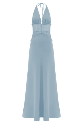 Dinah Lace And Satin Maxi Dress - Cornflower Blue