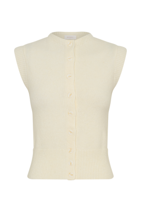 Dionne Sleeveless Knit Vest - Ivory Marle