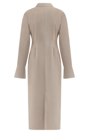 Dorian Fitted Shirt Midi Dress - Wheat Marle